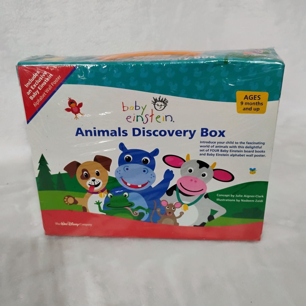 Disney Baby Einstein Animals Discovery Box New & Sealed Book Set & Poster 2007 P